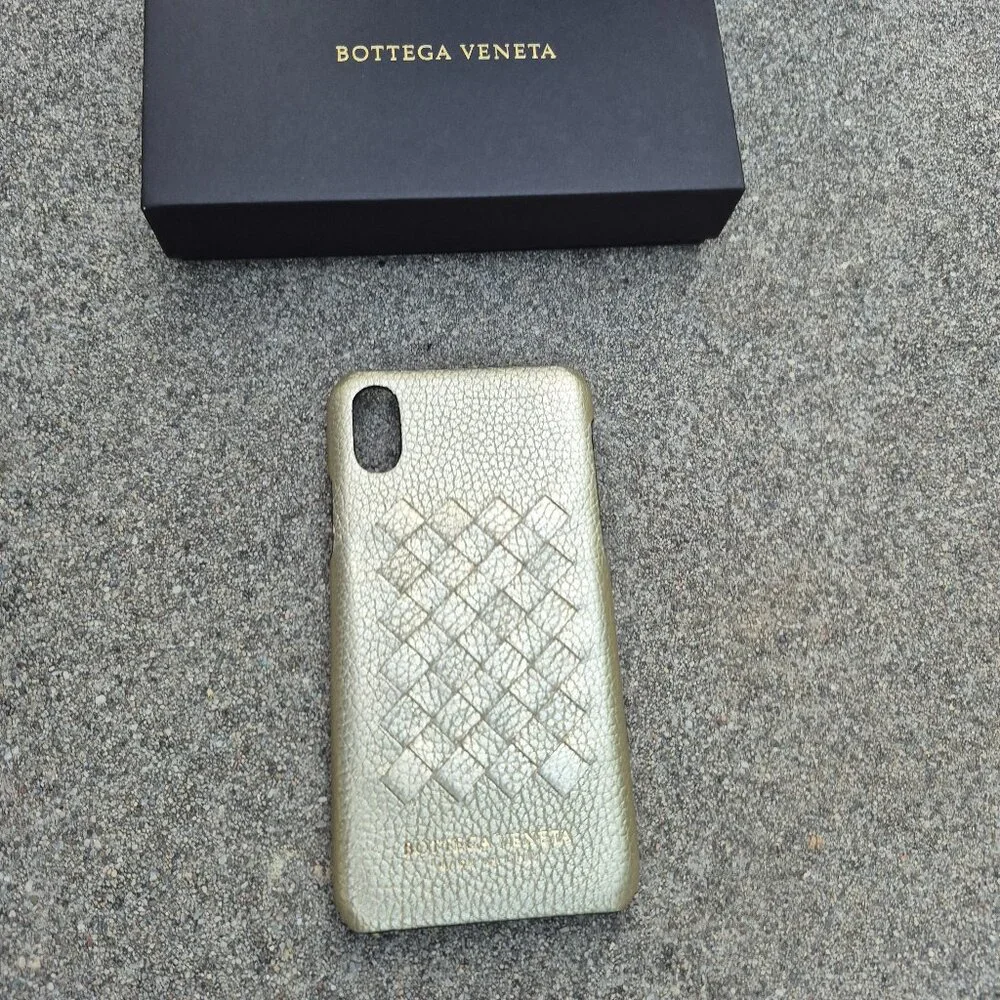 NIB Bottega Veneta Intrecciato Leather iPhone X Case in Platinum